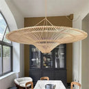 Ljojo Japanese Wabi Sabi Rattan Pendant Lamp Rustic Chandelier for Living Room & Cafe