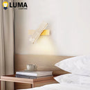 Ljojo Japanese Wabi-Sabi Yellow Travertine Wall Light with Pull Chain Switch and Rotable LED Wood Stone Lamp