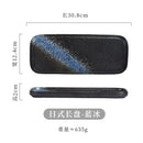 Ljojo 12" Ceramic Sushi BBQ Plate - Rectangular Tray for Desserts, Noodles.