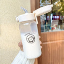 Kawaii Cats Glass Water Bottle With Straw 500ml - Ljojo Cute Tumbler