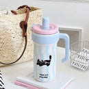 Ljojo 1000ML Insulated Stainless Steel Water Cup with Handle and Straw