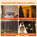 Ljojo LED Curtain String Lights - 8 Mode Fairy Decoration for Home, Garden, Christmas, Party