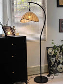 Nordic Wabi-Sabi Retro Fabric E27 Floor Lamp for Medieval Living Room by Ljojo
