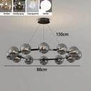 Nordic Ring Chandelier Smoky Gray Bubble Ball Lamp for Living Room by Ljojo