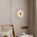 Spanish Natural Marble Wall Lamp All Copper LED Sconce Luxury Light for Living Room Bedroom by Ljojo