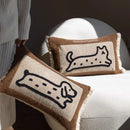 Ljojo Medieval Critter Embroidery Cushion Cover in Coffee Brown - 30x50cm