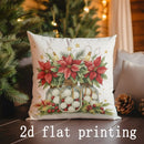 Ljojo Merry Christmas Poinsettia Greeting Pillow Cover for Sofa, Bedroom, Car
