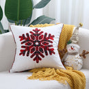 Ljojo Merry Christmas Letter Embroidery Canvas Red Throw Pillow Cover