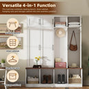 Ljojo™ Wide Farmhouse Hall Tree with Walnut Bench and 8-Door Shoe Cabinet
