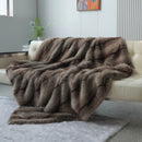 Ljojo Luxury Fox Fur Plaid Blanket for High-End Home Decoration