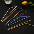 Ljojo 32-Piece Stainless Steel Black Cutlery Set Knife Fork Spoon Straw Flatware