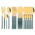 Ljojo 24-Piece Stainless Steel Cutlery Set - Black Mirror Finish