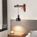 Ljojo Mid Century Modern LED Wall Light - Black Travertine Folding Bedside Lamp