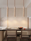Travertine Ceiling Chandelier for Bedroom Dining Room Kitchen | Slim Stone Pendant Lamp by Ljojo