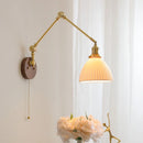 Ljojo LED Wall Light Fixture Modern Style Walnut Copper Bedroom Living Room Bedside Lamp