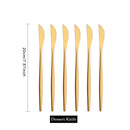 Ljojo Matte Gold Tableware Cutlery Set Stainless Steel Flatware Kitchen Dinner