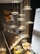 LED Lotus Leaf Design Staircase Chandelier - Modern, Long, Villa - Ljojo