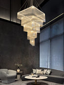 Ljojo Modern Aluminum Tassel Chandelier - Custom Size for Living Room & Hotel