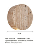 Japanese Wabi Sabi Yellow Travertine LED Wall Sconce - Rotatable Natural Stone for Bedroom by Ljojo