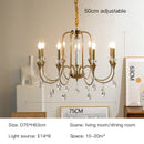 Copper Crystal Chandelier Retro Luxury Style Gold Candle Lamp Pendant Light for Living Room by Ljojo