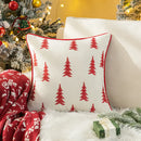 Embroidered Christmas Trees Pillow Cover with Velvet Piping - Ljojo Brand