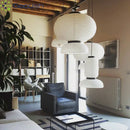 Ljojo Medieval Bauhaus Rice Paper Cage Lantern LED Pendant Light Chandelier for Home Decor