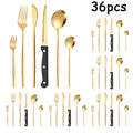 Ljojo Luxe Gold Stainless Steel Cutlery Set with Knife and Fork - Set of 48