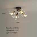 Nordic Glass Ceiling Chandelier Black Minimalist Decor for Bedroom Loft Restaurant - Ljojo