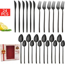 Ljojo 24-Piece Black Stainless Steel Christmas Dinnerware Set