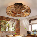 Ceiling Fan Light Remote Control Retro Cage Style for American Living Room by Ljojo