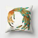 Fox and Bird Polyester Pillowcase by Ljojo: Cartoon Landscape Cushion Cover for Sofa