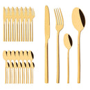 Ljojo 32-Piece Gold Stainless Steel Cutlery Set - Western Kitchen Flatware
