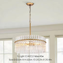 Ljojo 5-Light Brushed Brass Crystal Glass Chandelier - Contemporary Modern Pendant Light