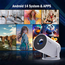 Ljojo™ 4K Android 14 Projector HY300 Pro Dual Wifi6 BT5.4 1280*720P Outdoor Cinema