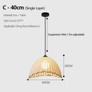 Japanese Style Fabric Pendant Lights Hand Knitted E27 Hanging Lamp for Bedroom - Ljojo