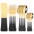 Ljojo 16-Piece Pink Gold Stainless Steel Cutlery Set - Dinnerware Flatware Tableware Kit