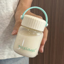 Ljojo 200ml Cute Glass Shaker Bottle for Coffee Juice Tea - Portable Kawaii Glass Cup