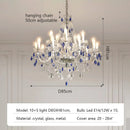 Ljojo French Blue Romantic Crystal Chandeliers - Luxury Glass Living Room Lighting