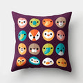Fox and Bird Polyester Pillowcase by Ljojo: Cartoon Landscape Cushion Cover for Sofa