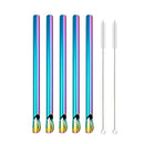 Ljojo 304 Stainless Steel Reusable 5Pcs Bubble Tea Straw Set with Brush and Spoon