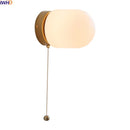 Ljojo LED Glass Wall Lights: Nordic White Bedside Sconce with Switch
