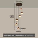 French Retro Staircase Chandelier Solid Wood and Glass for Luxe Staircase Decor by Ljojo