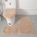 Ljojo 3 Piece White Bathroom Rugs Sets Non-Slip Bath Mats Lid Cover Contour Mat