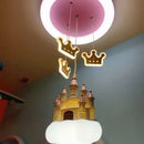 Pink Princess Castle Crown Girls' Room Pendant Light by Ljojo