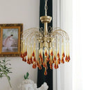 Ljojo French Luxury Crystal Chandelier Retro Glass Ceiling Pendant Lighting Bedroom Fixture