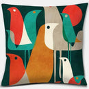 Geometric Mountains & Colorful Birds Pillow Covers by Ljojo