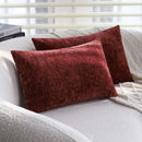 Burgundy Chenille Throw Pillow Covers x2 - Ljojo Home, 30x50, Soft & Retro, Living Room Décor