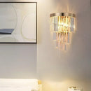 Ljojo Luxury Gold Smoky Gray Crystal Wall Sconce - Modern LED Bedside Light