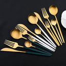 Ljojo 30-Piece Stainless Steel Matte Gold Cutlery Set & Tableware Kit
