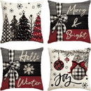 Ljojo Merry Christmas Joy Xmas Trees Red Pillow Covers 45x45CM